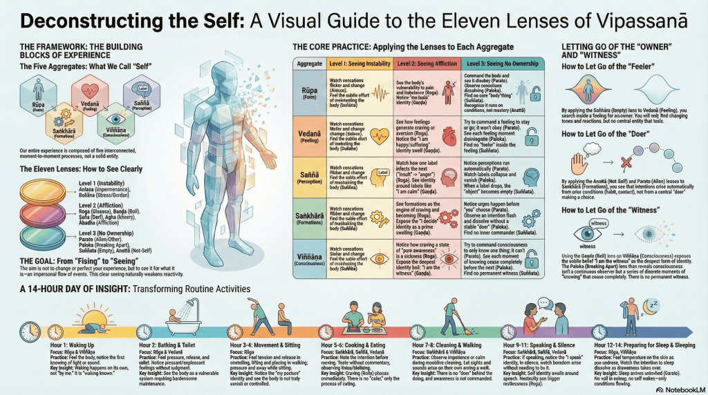 Eleven Lenses for Deconstructing the Five Aggregates